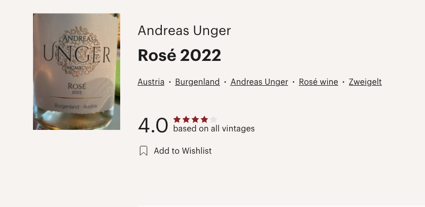 ANDREAS UNGER ROSE 2022 12%ABV