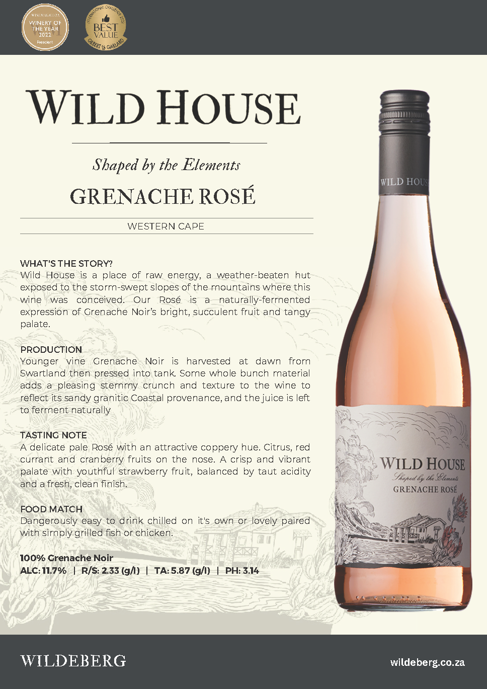 WILDEBERG WILD HOUSE GRENACHE ROSE 2023, 13%