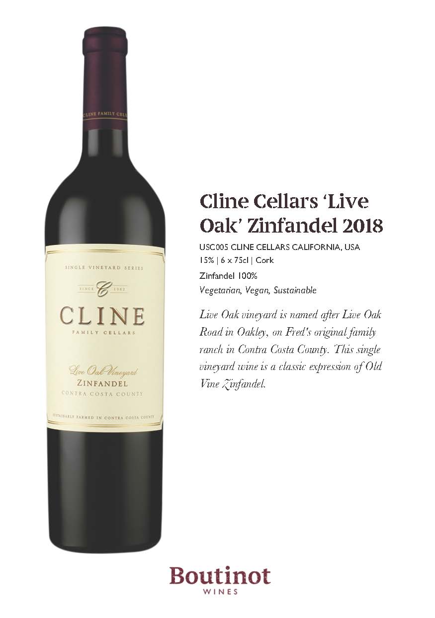 CLINE CELLARS "LIVE OAK" VINEYARD ZINFANDEL 2018 15%