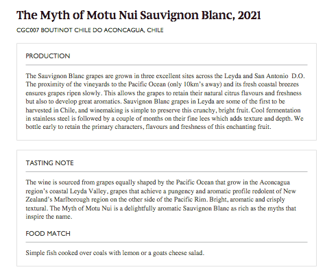 THE MYTH OF MOTU NUI SAUVIGNON BLANC, 12.5% 2021